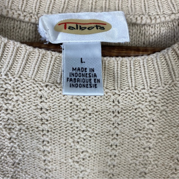 TALBOTS Beige Long Sleeve Cotton Knit Crewneck Sweater size Large - Picture 5 of 5